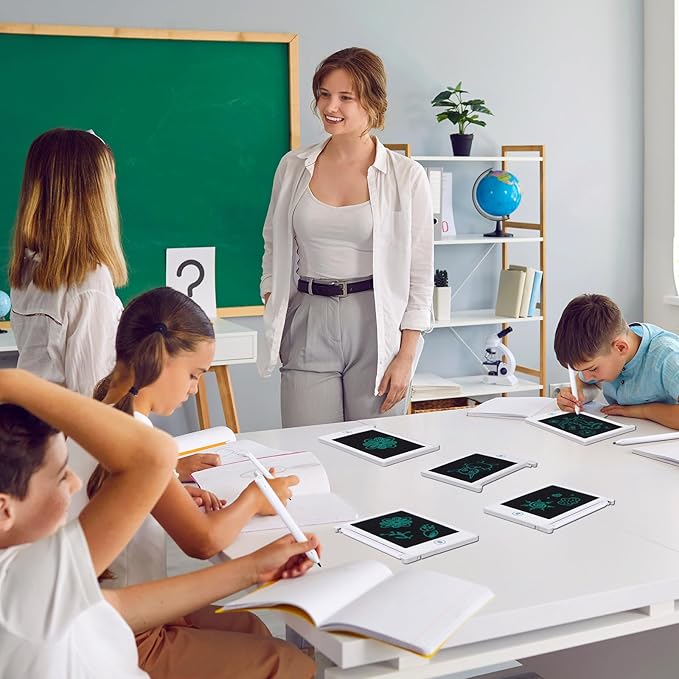 Nezyo 16 Pieces 4.5 Inch Mini LCD Writing Tablet for Kids Electronic Doodle Board Colorful Drawing Tablet Bulk Erasable Writing Pad Reusable Learning Gift for Girls Boys Party Favor(White)