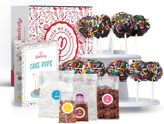 Cake Pop Kit by Baketivity | No Mold or Maker Needed | Cake Pop Stand and Baking Kit | Arts and Crafts for Kids Baking Sets | Kosher