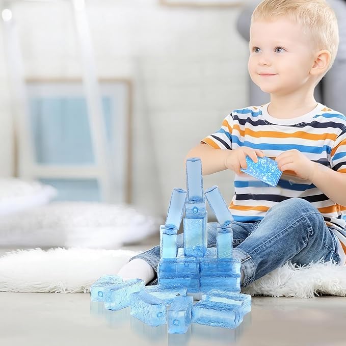 Civaner 36 Pcs Ice Blocks for Kids - Ice Building Blocks Toys Hollow Stacking Bricks Engineering Accessories Gifts for Christmas Winter (Small)