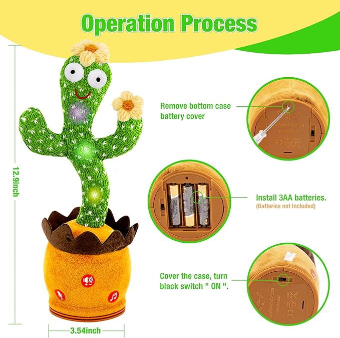 Ayeboovi Dancing Talking Cactus Toys for Baby Toddler, Interactive Talking Cactus Baby Toys Repeating Record What You Say, Volume Adjustable Singing Mimicking Toy with 120 Songs for Boys Girls Gifts