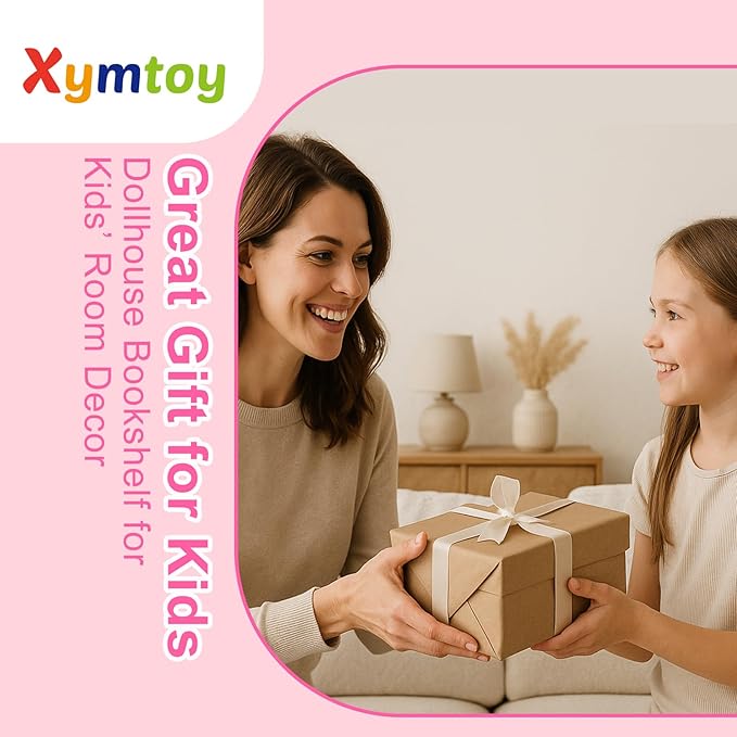 1:12 Scale Doll House Accessories and Furniture, Dollhouse Bookshelf Features a Realistic Design, Collectible Miniature Bookcase Toy Gift for Kids & DIY Enthusiasts