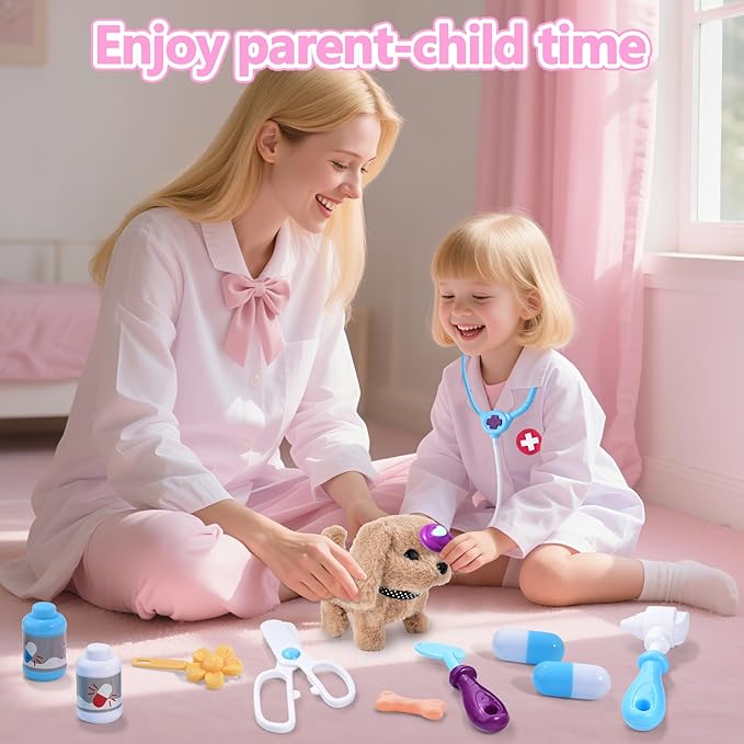 Doctor Kit for Toddlers 1-3-5 Toddler Girl Toys 3 4 5 6 Year Old Girl Birthday Gift Toys Dog Puppy Vet Kit Kids Veterinarian Playset