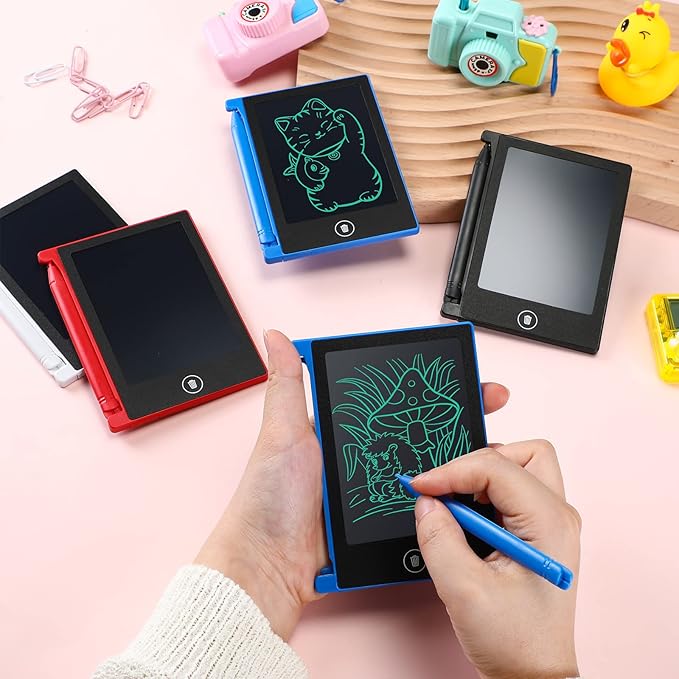 Zhehao 24 Pack LCD Mini Writing Tablet for Kids 4.5 Inch Doodle Board Bulk Erasable Reusable Electronic Drawing Pad Birthday Party Favors Goodie Bag Classroom Gifts(Blue)