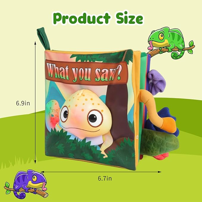 Soft Baby Books Animal Tails Baby Toy Touch and Feel Crinkle Cloth Book Infant Toy with Non-Toxic Fabrics, for Newborn Boys and Girls 0-6-12 Months