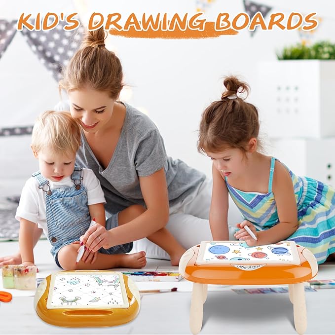 Toy for 1-2 Year Old, Toddlers Toys with Magnetic Letters and Numbers, Art Easel for Kids 1 2 Year Old, Birthday Christmas Gifts (Creamy Orange)