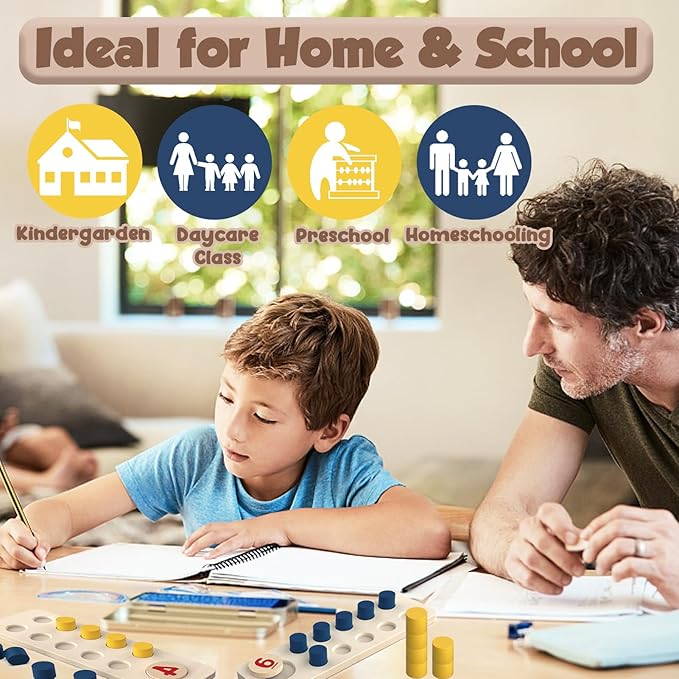 TEUVO Counting Peg Board Montessori Toys for Kids Aged 3 4 5 6 Years Old, Montessori Math Manipulatives Materials Wooden Preschool Learning Number and Counting Games for Home School Classroom Teaching