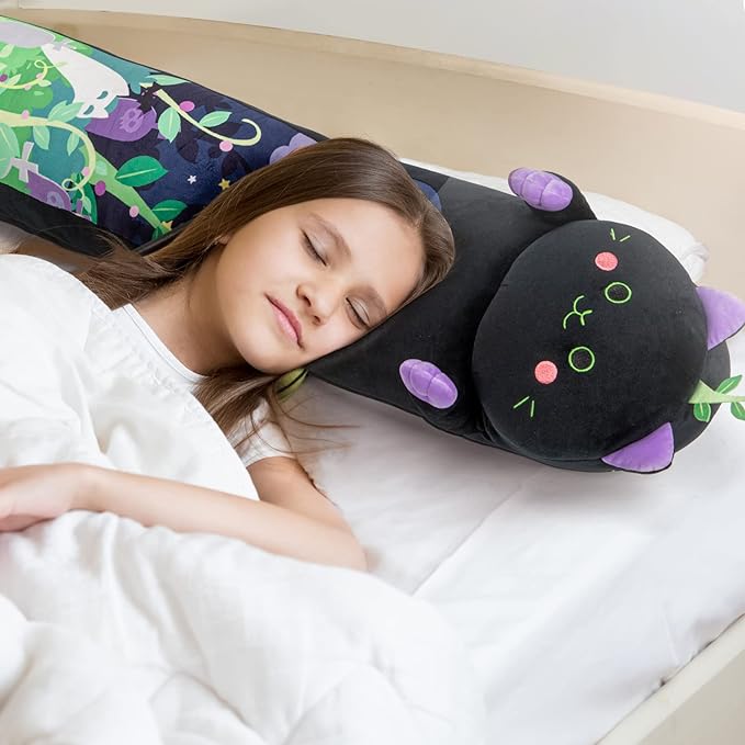 Mewaii Long Cat Plush 5 Sizes, 120% Extra Filling Giant Plushness Kids Body Pillow, Kawaii Cute Black Cat Stuffed Animals Plushies, Big Long Body Pillow Black Cat Plush Gift for Girls 36”