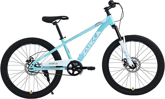 ZUKKA Kids Bike 20/24 Inch Mountain Bike Dual Disc Brake Suspension Fork Single Speed for Ages 7-12 Boys and Girls Youth Bicycle, Multiple Colors