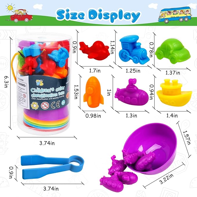 Counting Transport Matching Game with Rainbow Bowls,Color Sorting & Sensory Training Montessori Preschool Education Learning Fine Motor Skills Easter Gifts for 3 4 5 Years Old Boys Girls