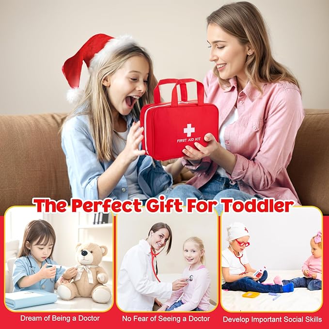 Doctor Kit for Kids, 36 Pcs Pretend Doctor Playset kit for Toddlers 3-5 with Medical Bag & Real Stethoscope ,Toddler Doctor Play Set for Boys and Girls Fun Role Playing Game Doctor Play Gift