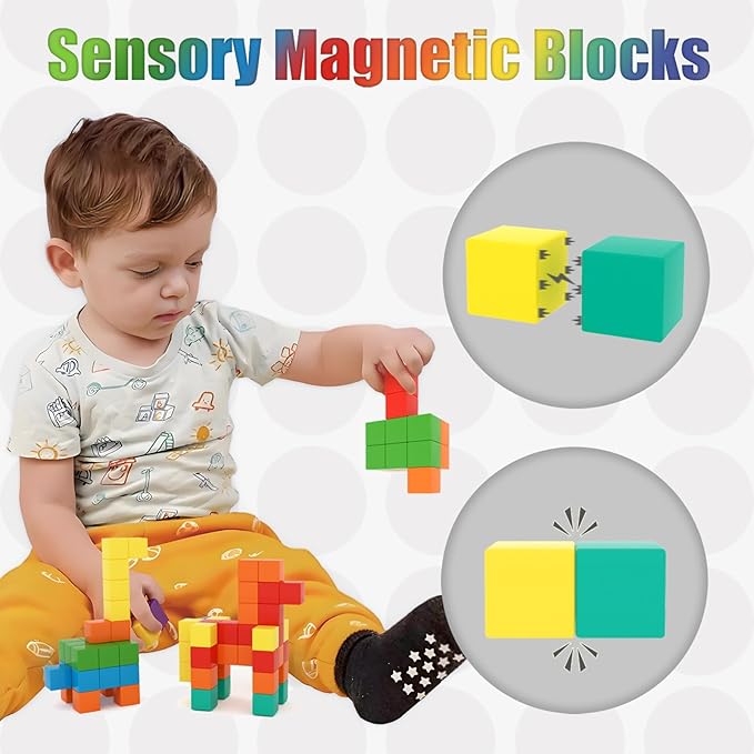 100 PCS Magnetic Building Blocks, for Toddlers Age 3-5, for Kids Ages 4-8,Magnetic Cubes, Preschool Educational Sensory Magnet Toys for Boys and Girls