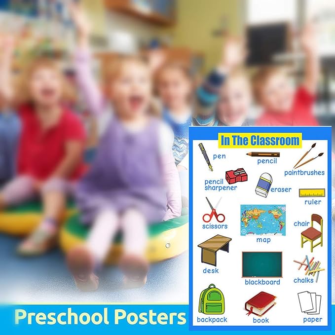 SANTSUN Educational posters | Laminated charts for preschool classroom decorations | Kindergarten posters for toddler wall decor-17x24 in – classroom supplies poster