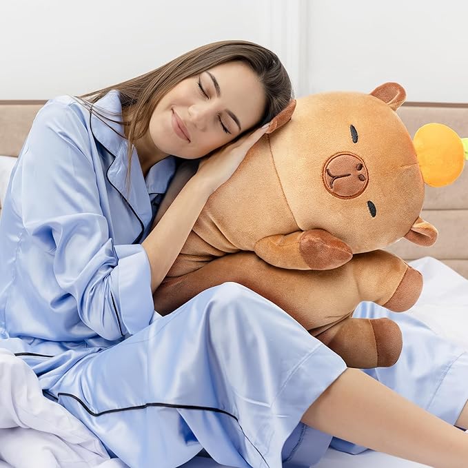 Mewaii Long Capybara Plush 5 Sizes, 120% Extra Filling Giant Plushness Kids Body Pillow, Kawaii Cute Capybara Stuffed Animals Plushies, Big Long Body Pillow Cat Plush Gift for Girls 20”
