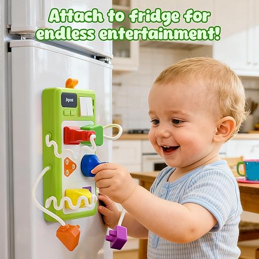 JoyCat Busy Board Plug Playset for Toddlers 1-3, Sensory Power Strip with Colors, Songs & Appliance Sounds, Fine Motor Learning Board with Cards & Suction Cups, Travel Activity for Car & Home