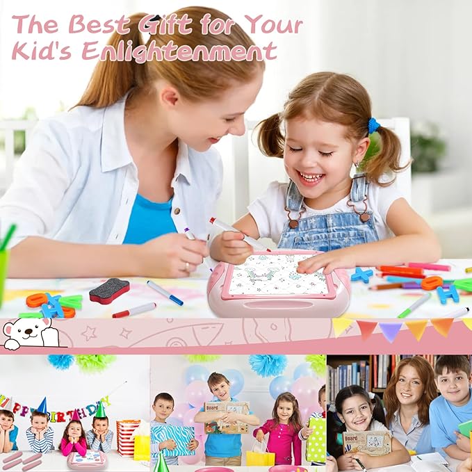 Toys for 1-2 Year Old Girls, Toddler Girl Toy with Magnetic Letters and Numbers, Learning and Educational Toys for 1 2 Year Old, Girls Birthday (Pink Red)