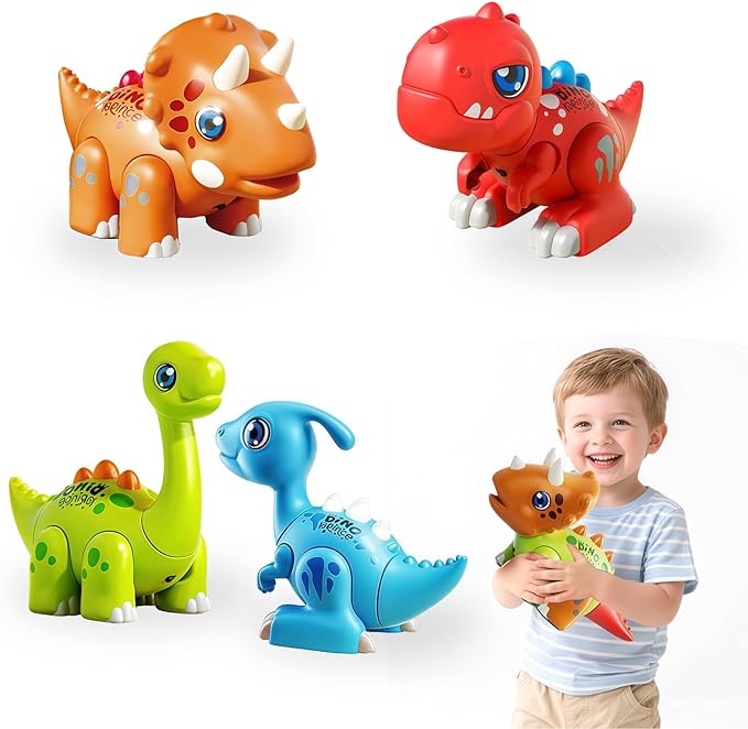 Dinosaur Toy Set for Kids Ages 3-5, Magnetic Mix or Match Dino Toys with Lights & Sounds, 24 Pcs Kits Include Flash Cards and Dinosaur Egg, Creative STEM Educational Gift for Boys and Girls