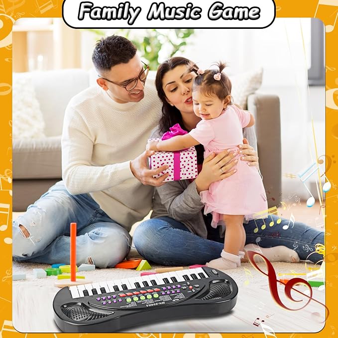 32 Keys Kids Piano Keyboard Toys, Multifunction Keyboard for Kids - Children Early Learning Educational Music Piano Toys for 3-8 Year Old Boys and Girls (Black)