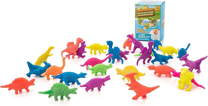 IPIDIPI TOYS Water Growing Dinosaurs – 25-Pack Expandable Dinosaur Toys for Kids – Ideal Stocking Stuffers for Kids, Party Favors, Piñata Fillers, School Rewards & Science Fun