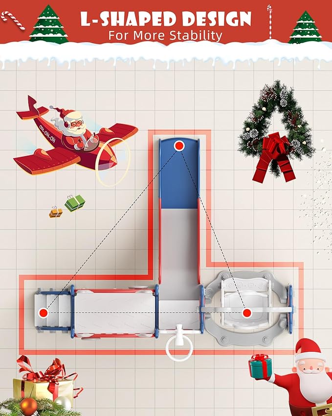 XJD 13-in-1 Toddler Slide and Swing Set, Kids Slide for Toddlers Age 1+, Toddler Outdoor Playset New Upgrade with Golf Set, Basketball Hoop, Drawing Board for Playground (Red Blue)