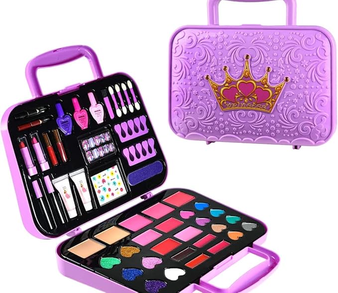 Toysical Kids Makeup Kit, 51 PCS Pretend Play Set for Kids, Real Makeup Toys for Girls, Non Toxic, Princess Toys for Girls, Birthday Gift for 3 4 5 6 7 8 9 10 Years Old Children