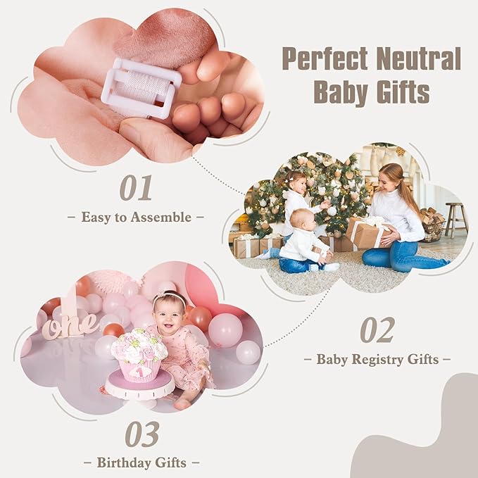 5-in-1 Plush Baby Play Gym, Tummy time mat, Play Mat, Baby Gym, Activity Mat with Convertible Gym and Pillow, 6 Sensory Toys, Play Center from Newborn to Toddler, Pink