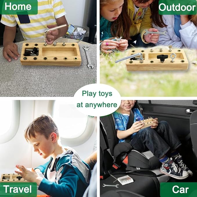 Montessori Screwdriver Board Set, Wooden Montessori Toy Tool for 3 4 5 Year Old Kids, Educational Screw Board Sensory Learning Toys STEM Fine Motor Skills Toys