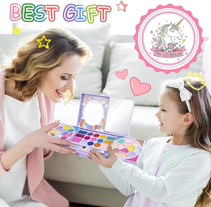 Kids Makeup Kit for Girls Real Washable Cosmetic 3+ Year Girl Birthday Gifts Pretend Play Toys for Girls 4-6, 6-8, 8-10 Non-Toxic