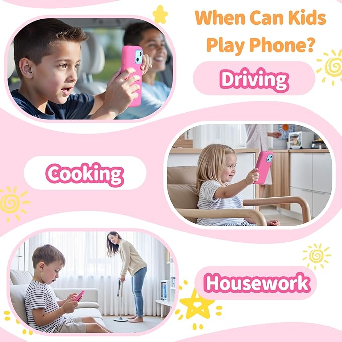 MOMILLA Kids Toys Smart Phone with Dual Camera, 3.97" Touchscreen, 200+ Educational Games, Learning Toys with Parental Control for Ages 3-8, for Kids