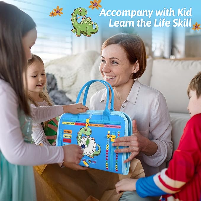 Toddler Busy Board for 1 Years Old, Montessori Toys Busy Book for Toddlers 1-3 Educational Activity Basic Dress Motor Skills, Kids Christmas Birthday Gift for 2-4 Boy Airplane Car Travel Essentials