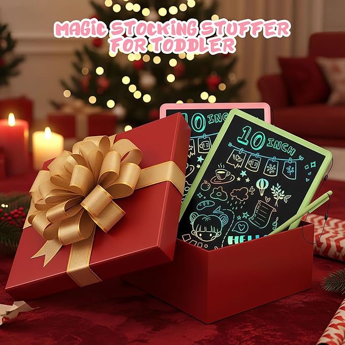 EooCoo LCD Writing Tablet for Kids, 10 Inch Colorful Doodle Board Drawing Pad, Learning Toys for Toddlers, No Mess Sketch Pads Coloring Books for Travel, Stocking Stuffers for Girls 3-12 Years