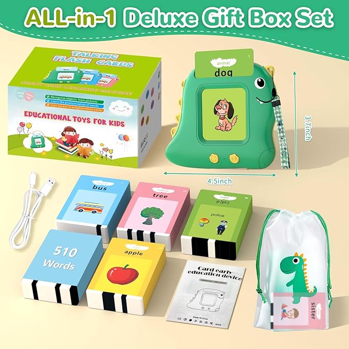 Toddler Toys Talking Flash Cards with 510 Sight Words, Montessori Learning Toys for Toddler 1-3 2-4, Autism Sensory Speech Therapy for Boys Girls 2 3 4 5 6 Year Old Kids Gifts