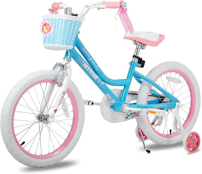 JOYSTAR Angel Girls Bike for Toddlers and Kids Ages 2-13 Years Old, 12 14 16 18 20 Inch Kids Bike with Training Wheels & Basket, 20 24 Inch Girls Bicycle with Handbrake & Kickstand