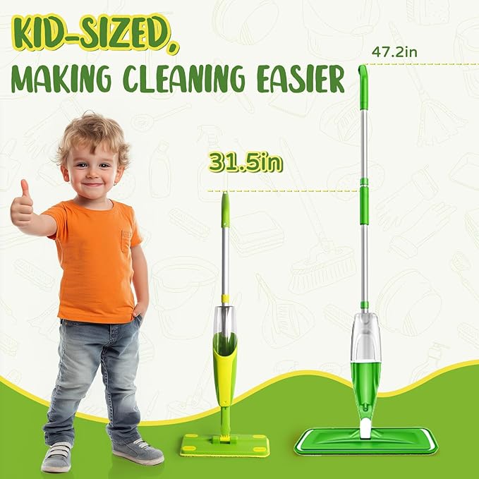 Toddler Spray Mop-Montessori Toys Mini Size Cleaning Mini Mop That Really Spray -Kid Pretend Play Toys Gift for Toddlers Girls Boys