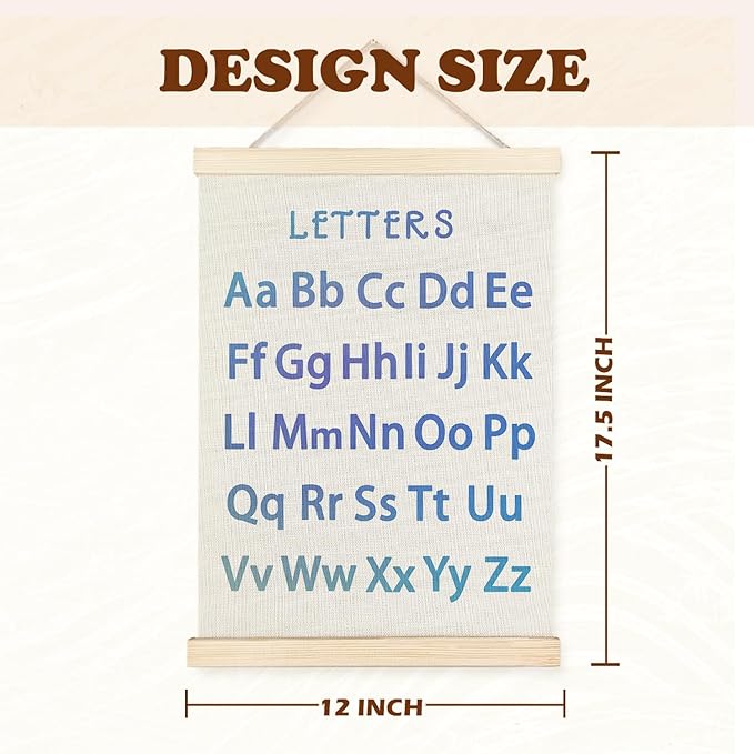 Supwhd Classroom Wall Decor, Numbers and Alphabet Educational Wall Art Poster, Alphabet ABC Numbers from 1 to 20 Poster Wall Decor for Toddler Kids Room Playroom Classroom, 12x16 Set of 2(Blue)