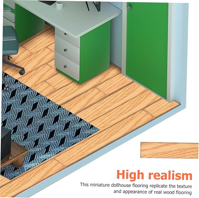 BESPORTBLE 40 Pcs Miniature Dollhouse Flooring Adhesive Plastic Tiles for Dollhouse Decoration DIY Easy Assembly Mini Floor Boards