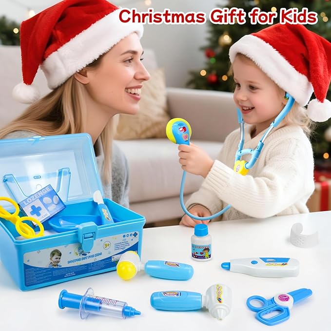 Doctor Kit for Toddlers 3-5 Dress Up Toys for 2 3 4 Year Old Girls Pretend Kids Doctor Play Set with Doctor Costume Toy Stethoscope for 2 3 4 5 6 Year Old Girls Boys Christmas Birthday Gifts