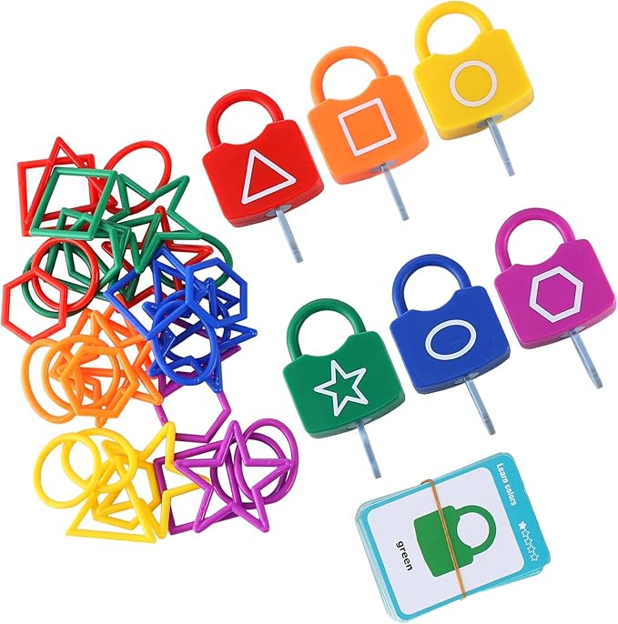 Xylolin Preschool Shape Sorting Matching Learning Locks with Keys Toys for Toddlers, Color Recognition Toy Set,Montessori Educational Fine Motor Skills Toy for Kids Ages 3+