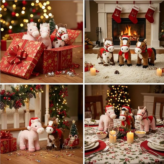 2025 Animated Plush Horse – Walking Toy, Electric Stuffed Animal Plush Interactive Horse Toy Figures, Soft Interactive Pony with Joyful Neighing Sounds Dancing (Pink)