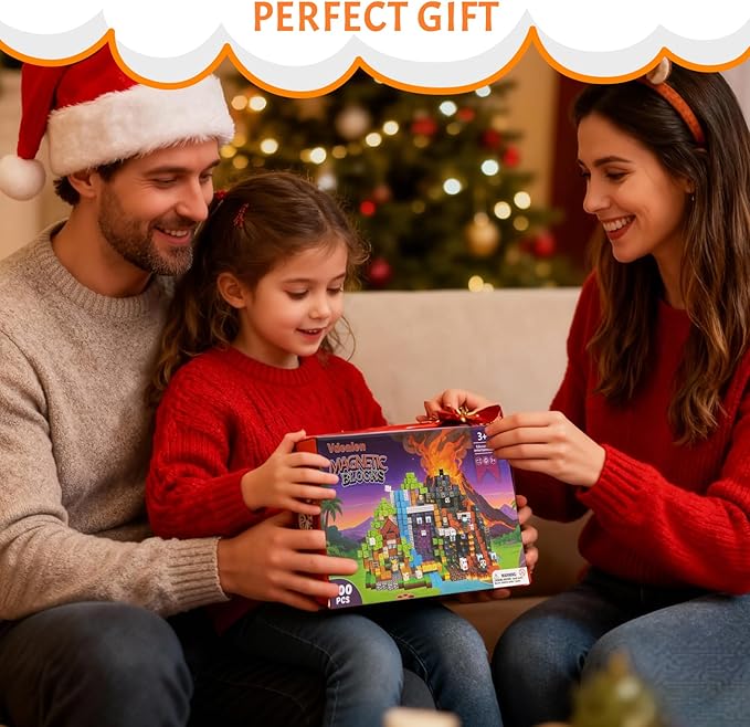 Vdealen 300 PCS Magnetic Blocks-Magnetic Building Blocks, Stacking Magnetic Cubes Toy for Kids, STEM Montessori Sensory Toys for Boys and Girls Age 3 4 5 6 7 8 9 10 11 12 Christmas Birthday Gift