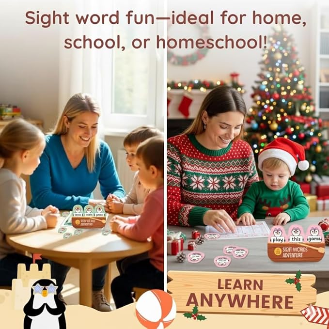 Sight Words Adventure Game | 300 High-Frequency Words for Pre-K to Grade 2 | Sight Word Flash Cards | Preschool Learning Activities | Classroom Must Haves | Kids Ages 3–6 | Up to 4 Players