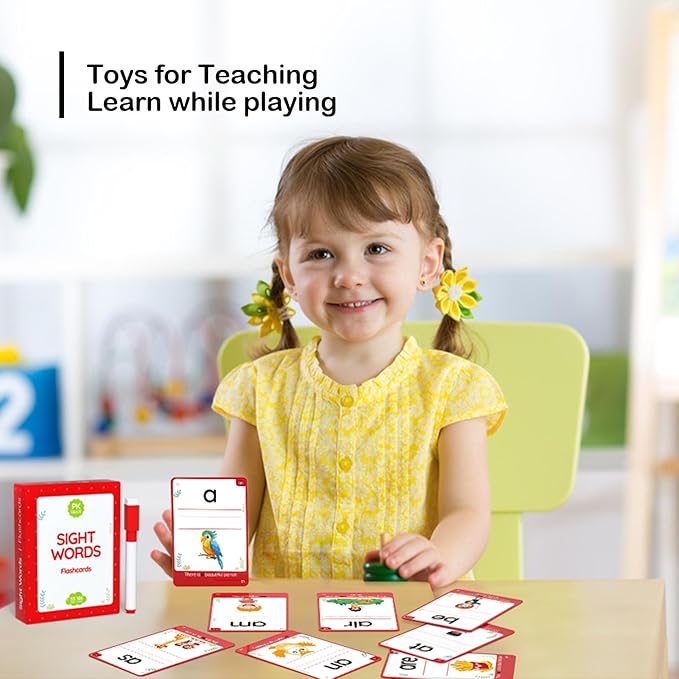 WJPC 58 Cards, 116PCS High Frequency Sight Words Flash Cards for (Pre-K, Pre-Kindergarten, Kindergarten, 3,4,5, Years Ages Kids Boys Girls Toddler Flash Cards for 3-6 Years