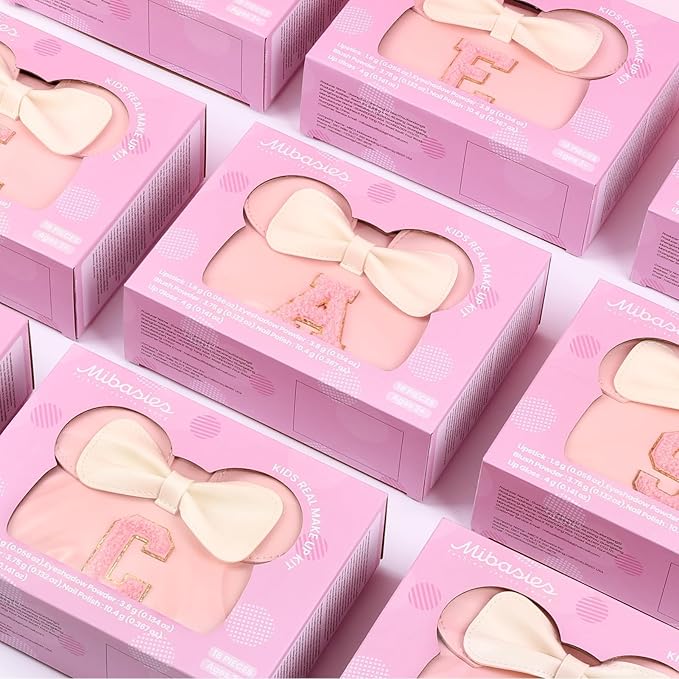 Kids Real Makeup Kit for Girls - 18Pcs Non-Toxic Washable Make Up Toys with Initial Toddler Purse - Personalized Birthday Gifts for Age 3 4 5 6 7 8 9 10 Years Old Girls Vanity Set - H