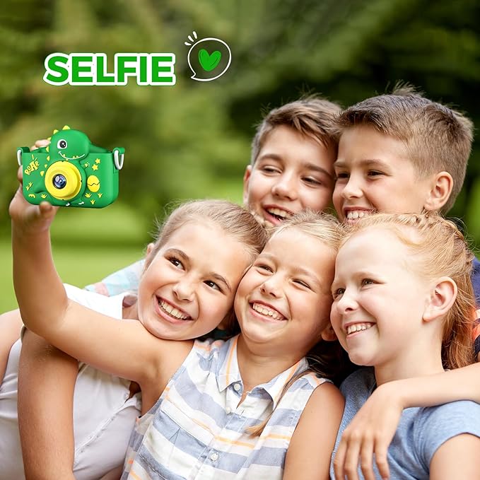 KANAD Kids Camera, Toys for Age 3-8 Year Old Boys, Stocking Stuffers for Kids, 1080P HD Selfie Digital Video Camera for Toddlers for Son - Green