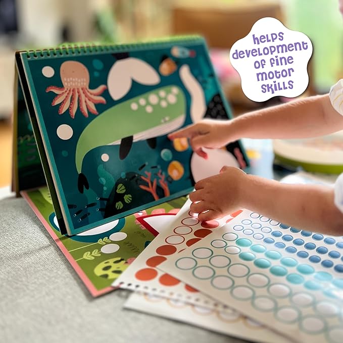 DINO MINI Dot is Fun! - Imaginative Paint by Sticker Kit for Kids - Dot Art Sticker Book for Toddlers 3-5 - Stocking Stuffers for Kids - Sticker Art Book for Toddlers (Space)