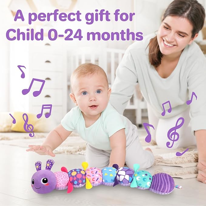 KMUYSL Baby Toys 0-6 6-12 Months, Sensory Music Animal Stuffed Toy for 0 1 2 3 4 5 6+ Months, Plush Toy with Crinkle and Rattles for Infant Newborn, Tummy Time Toys Gifts for 0-3-6-12 Month