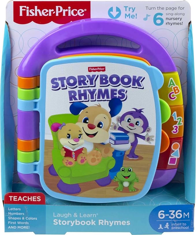 Fisher-Price Baby Learning Toy Laugh & Learn Storybook Rhymes Musical Book with Lights & Sounds for Infants Ages 6+ Months