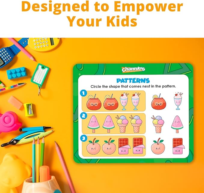 Channie's My Fun Pre-K Activity Flash Cards, 30 Preschool Dry-Erase Educational Cards for Kids Ages 3+, Playful Learning Activities Like Games, Colors, Letter & Number Tracing, Counting, and More