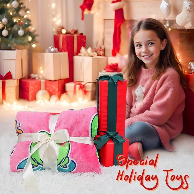 Frog Gifts Toys for Girls Women - Glow in The Dark Kids Blankets for Girls Soft Cozy Pink Frog Throw for Bedroom Decor Birthday Presents for Kids 50x60 Inch