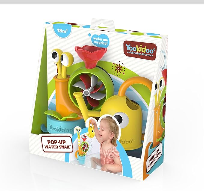Yookidoo Toddler Baby Bath Toy (Ages 1-3) Pop-up Snail Sprinkler - Garden Adventure Set with Watering Can (Mold Free) Attach to Any Tub or Shower Fun for Bath time - Great for Boys,Girls,& Kids