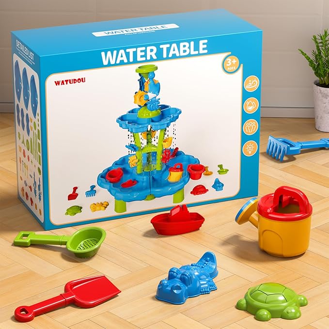 3 in 1 Water Table for Toddlers 3-5 4-8, Summer Outdoor Beach Outside Backyard Activity Sensory Kids Sand and Water Table, Birthday Party Gifts for Kids Boys and Girls Ages 3 4 5 6 7 8